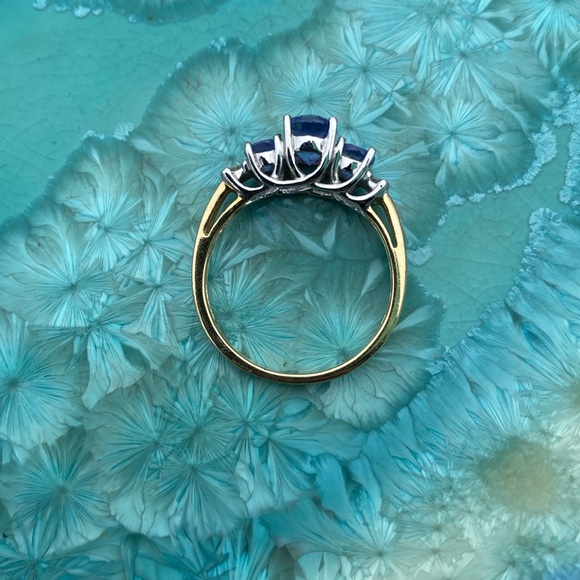 14K Yellow & White Gold Purple Stone (Tanzanite?) & Diamond Ring THL Approx 7 - Picture 4 of 16